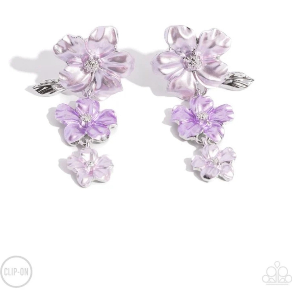 Balanced Bouquet Purple Clip-On Earrings Fashion Jewelry-Paparazzi